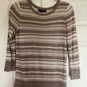 Cream and tan colored striped Banana Republic Sweater. Like new. Size Small.